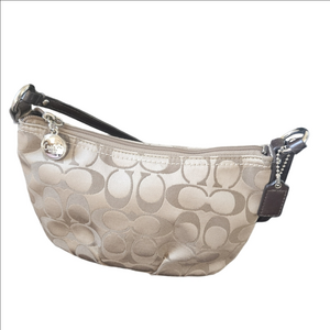 Coach Neutral Signature Mini Cream Crossbody with Dark Brown Trim